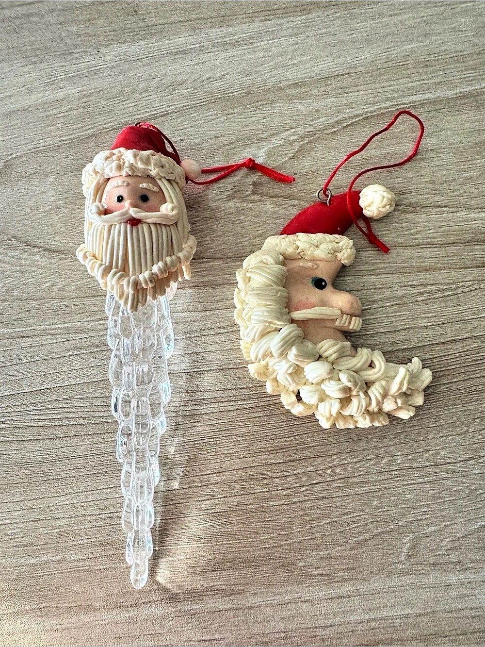 Vintage Traditions Santa Christmas Ornaments Icicle Moon Set of 2